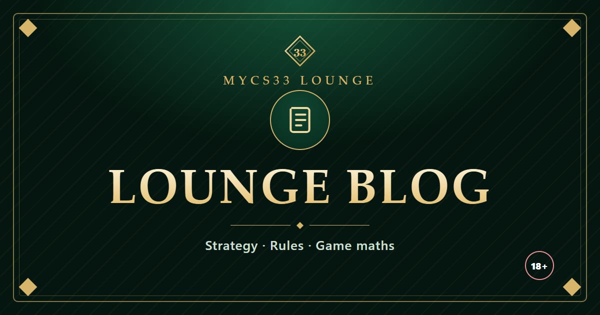 Emerald and gold plate reading Lounge Blog with a scroll icon, representing the collection of strategy and rules articles