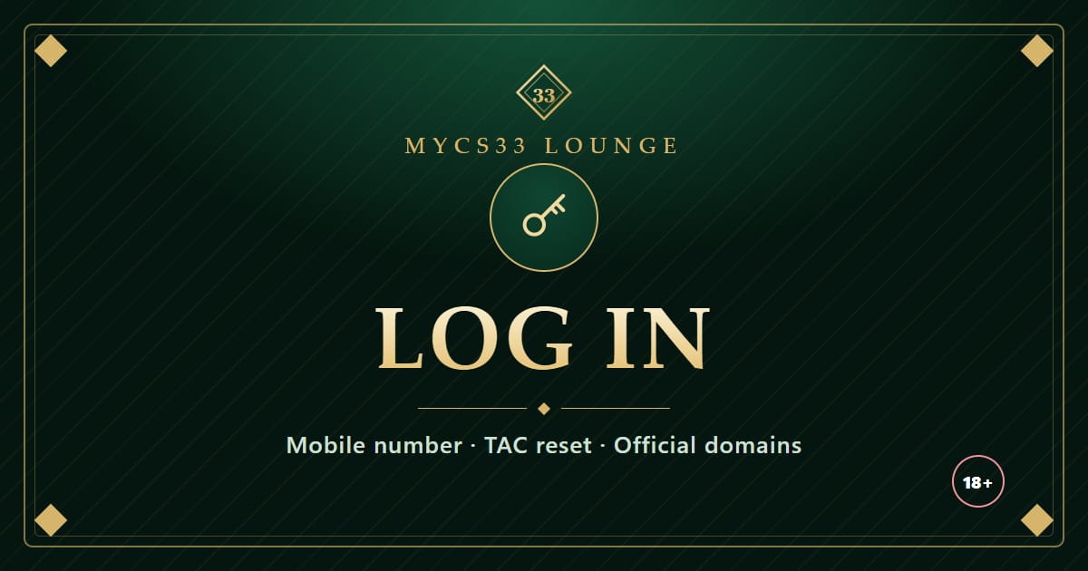 Ilustrasi kunci emas di atas latar zamrud dengan tulisan Log In, tetapan semula TAC dan domain rasmi