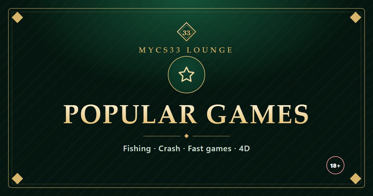 Ilustrasi bintang emas di atas latar zamrud dengan tulisan Popular Games dan kategori tembak ikan, crash game dan 4D